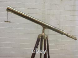 Nautical Vintage 39 Antique Brass Telescope With Wooden Tripod Stand Home Decor