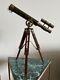 Nautical Vintage Antique Solid Brass Telescope With Wooden Tripod Halloween Gifts