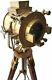 Nautical Vintage Brass Searchlight Spotlight Tripod Stand Wood Tripod Floor Lamp