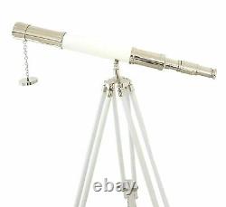 Nautical Vintage Brass Telescope 27 With Wooden Marine Tripod Stand
