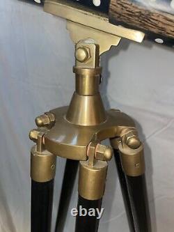 Nautical Vintage Brass Withwood Inlaid Floor Standing Telescope With tripod