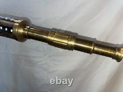 Nautical Vintage Brass Withwood Inlaid Floor Standing Telescope With tripod