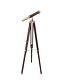 Nautical Vintage Decorative Solid Brass Telescope With Wooden Tripod Antique Ca24