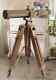 Nautical Vintage Decorative Solid Brass Telescope With Wooden Tripod Antique Gifts