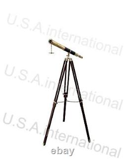 Nautical Vintage Design Telescope With Tripod Stand Watching Brass Spyglass Item