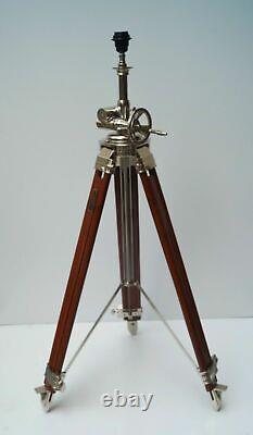 Nautical Vintage Floor Lamp Shade Wooden Tripod Stand Living Room Decorative