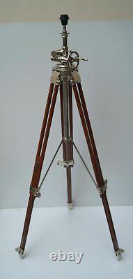 Nautical Vintage Floor Lamp Shade Wooden Tripod Stand Living Room Decorative