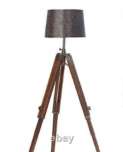 Nautical Vintage Floor Lamp Stand Shade Lamp Adjustable Wooden Tripod Stand Gift