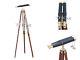 Nautical Vintage Floor Top Brass Telescope With Wooden Tripod Stand