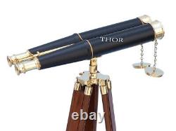 Nautical Vintage Floor Top Brass Telescope with Wooden Tripod Stand