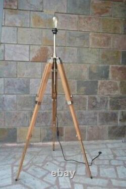 Nautical Vintage Look Tripod Floor Lamp Antique Lamp Stand Shade Lamp Wooden