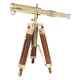Nautical Vintage Marine Brass Maritime Telescope With Tripod Wood Stand