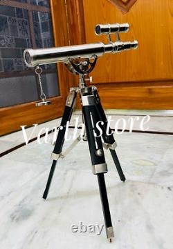 Nautical Vintage Solid Brass Telescope with Wooden Tripod Antique Decorative Gift