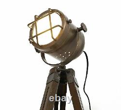 Nautical Vintage Sport light Search Light With Wooden Tripod 42 inch Home Decor