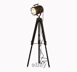 Nautical Vintage Sport light Search Light With Wooden Tripod 42 inch Home Decor