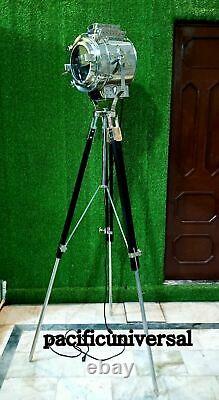 Nautical Vintage Spot Light With Steel, Wooden Tripod Classical Floor Lamp