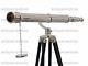 Nautical Vintage Spyglass Chrome Telescope Floor Standing Withwooden Tripod Stand