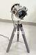 Nautical Vintage Style Spotlight Hollywood Wooden Tripod Stand Light Home Decor