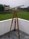 Nautical Vintage Telescope Maritime Brass Nickel Finish On Wooden Tripod Stand