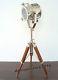Nautical Vintage Theater Spotlight Wooden Tripod Stand Table Lamp Home Decor