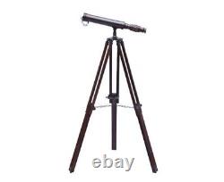 Nautical Vintage With Wooden Tripod Stand 18 Inch Telescope Antique Finish Brass