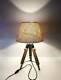 Nautical Vintage Wooden Table/desk Lamp Tripod Stand With Jute Shade Home Decor