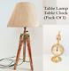 Nautical Vintage Wooden Table/desk Tripod Lamp With Table Clock (pack Of 1)