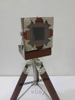 Nautical Wooden Camera Vintage Designer Brown Table Tripod Stand Home Decor