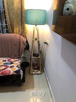 Nautical Wooden Corner Floor Tripod Lamp Stand Vintage Brass Blue Decor Home New