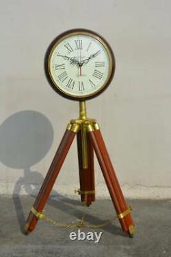 Nautical Wooden Tripod Clock Floor Stand Clock Vintage Wood Stand Floor Clock