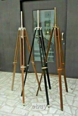 Nautical Wooden Tripod Set Of 3 Designer Floor Lamp-Shade Stand Vintage Decor