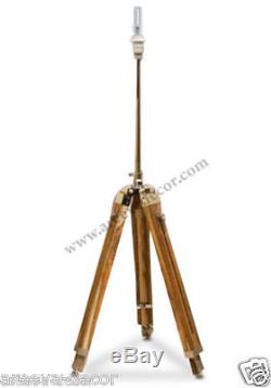 Nautical Wooden Tripod Stylish Teak Wood Floor Lamp Vintage Without Shade