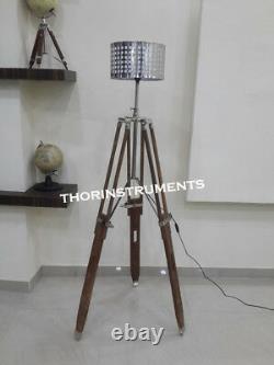 Nautical Wooden Tripod Vintage Looks Lighting Stand Floor Lamp Light