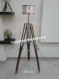 Nautical Wooden Tripod Vintage Looks Lighting Stand Floor Lamp Light