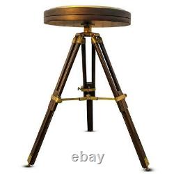 Nautical brass large compass 35 cm with wooden tripod stand vintage coffee table