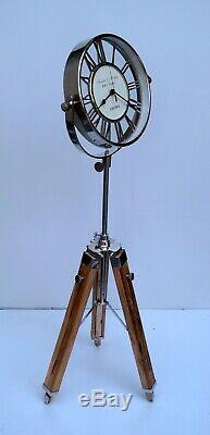 Nautical floor clock vintage with wooden tripod maritime home decorative gift