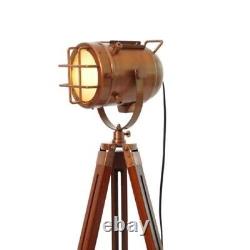 Nautical lamp Stand Vintage Tripod Wooden Floor lamp Vintage Style Search light