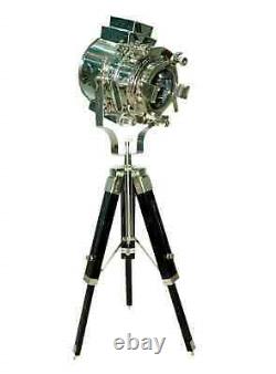 Nautical vintage Spotlight Lamp searchlight floor with wooden tripod Handmade