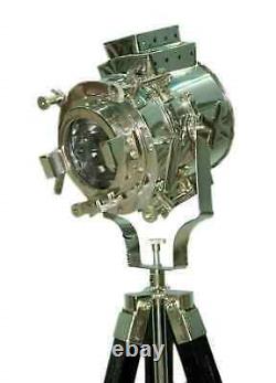 Nautical vintage Spotlight Lamp searchlight floor with wooden tripod Handmade