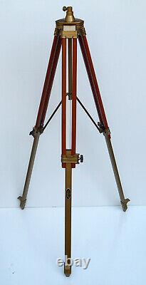 Nautical vintage retro lamp shade wooden tripod stand home office corner decor