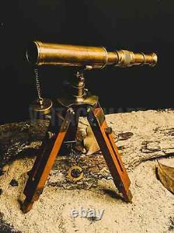 Navy Vintage Marine Brass Maritime Antique Brass Telescope With Wooden Tripod