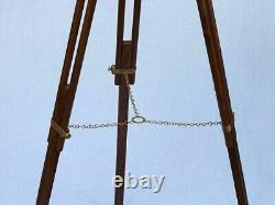 New Design Brass TELESCOPE 39 Inch Wooden Tripod Stand Spyglass Vintage Looking