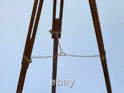 New Design Brass TELESCOPE 39 Inch Wooden Tripod Stand Spyglass Vintage Looking