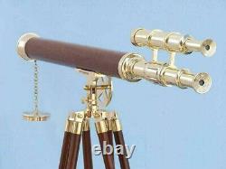 New Design Brass TELESCOPE 39 Inch Wooden Tripod Stand Spyglass Vintage Looking