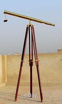 New solid brass nautical telescope with wooden tripod stand unique Vintage gift