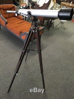 Nice Vintage Astronomical Telescope with Wooden Metal Adjustable Tripod Stand