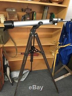 Nice Vintage Astronomical Telescope with Wooden Metal Adjustable Tripod Stand