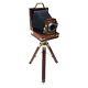 Nickel Plated Brass Vintage Camera With Tripod Stand Replica Home Table Decor