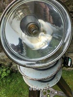 Old Vintage Rustic Wooden Adjustable Tripod Spot Lamp Light One Off