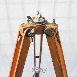 Old Wood Tripod Reflector Stand Floor Lamp Industrial Vintage Loft Design 125cm